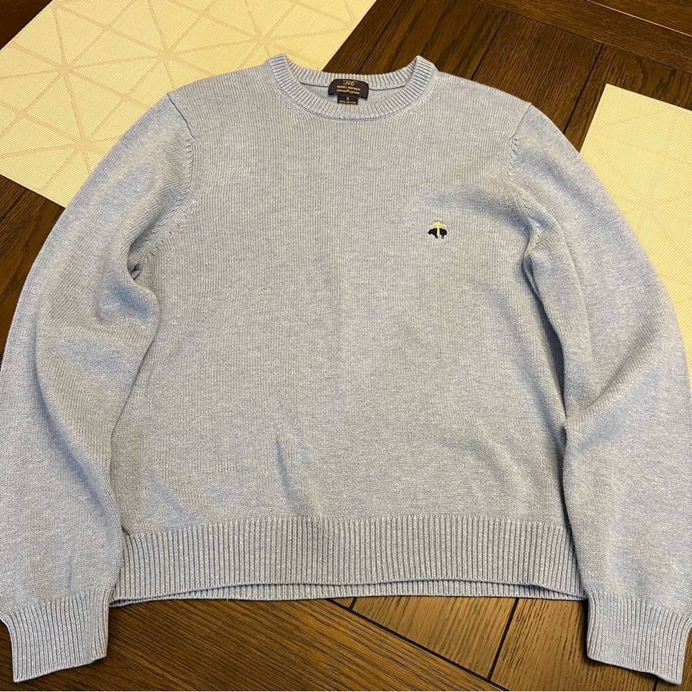 Brooks Brothers 100% Supima Cotton Light Blue Crewneck Sweater